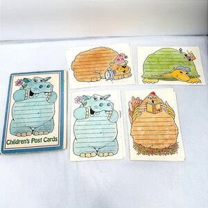 Current Inc Childrens Post Cards Vintage Animal Stationery Set Kids Ephemera